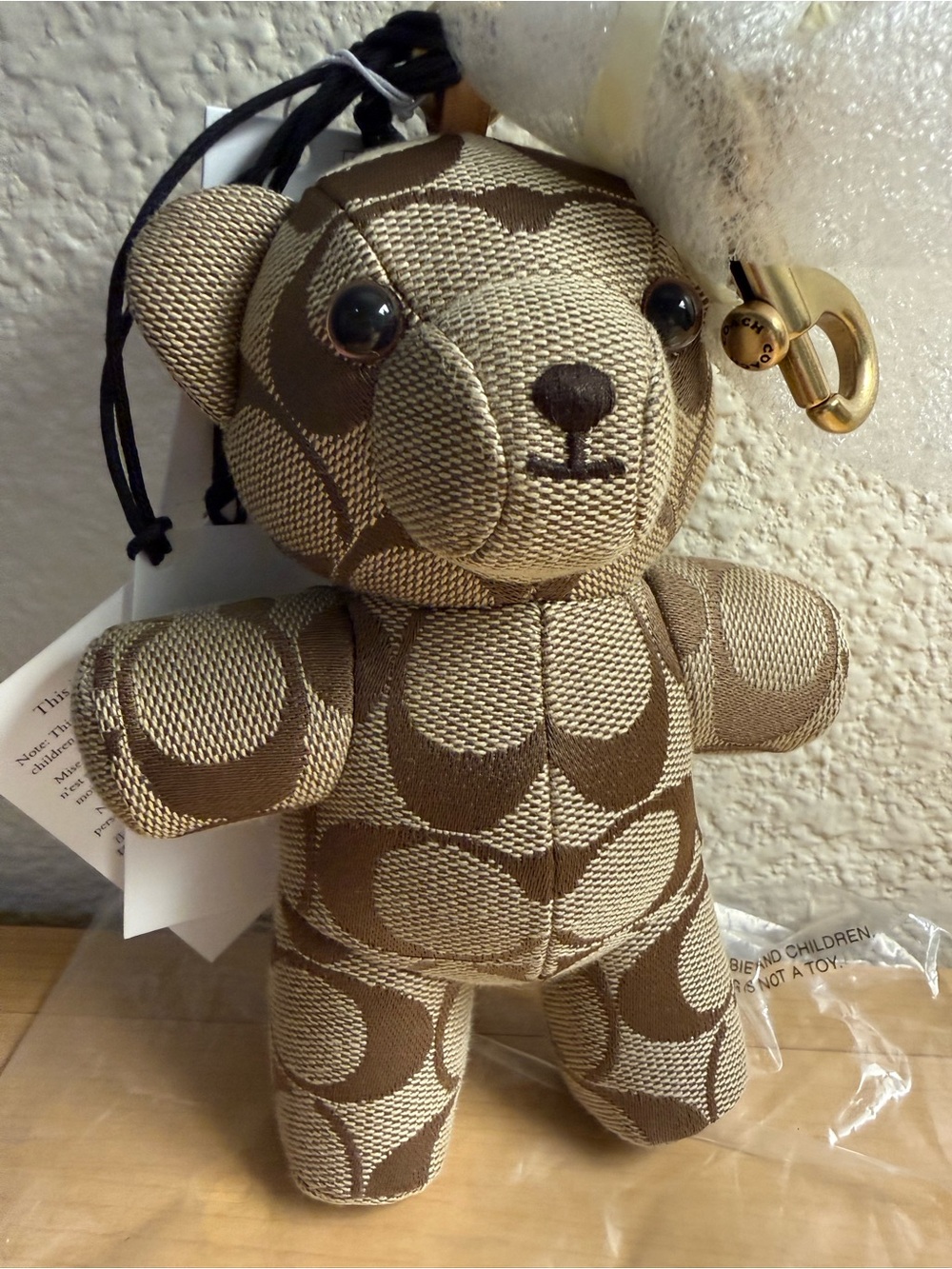 Coach Brown & Tan Signature Canvas Bear Key Charm rare and HTF